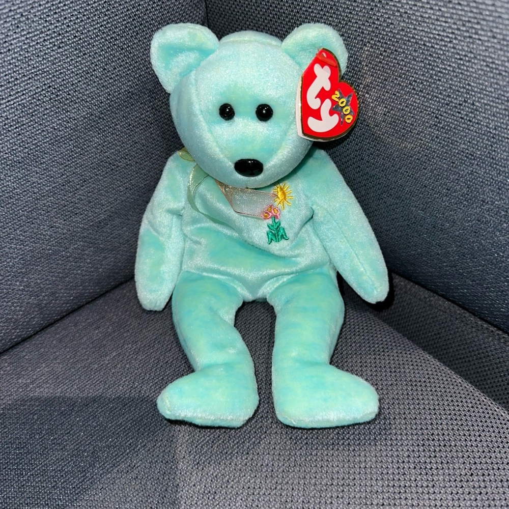 Ty Beanie Baby Ariel Light Teal P.E. Pellets 2000 vintage NWMT Retired New - Picture 5 of 13